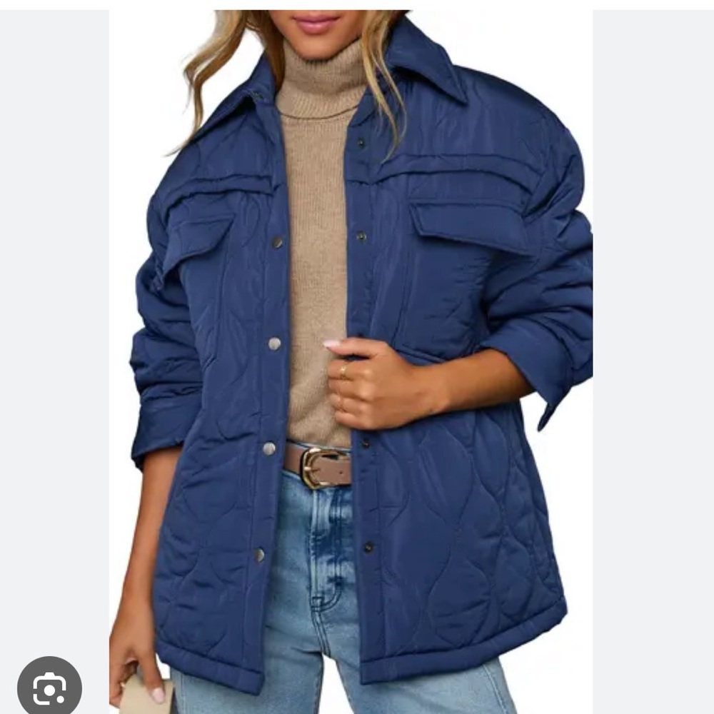Vici Collection Navy Chilly Morning Lightweight Quilted Jacket size small